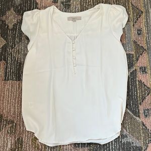 Cream loft blouse with button and flutter detail